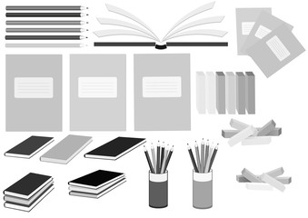 beautiful vector background for a holiday teacher's day postcard, poster, banner, packaging, training materials, with elements of a notebook, pencil, chalk, stationery.