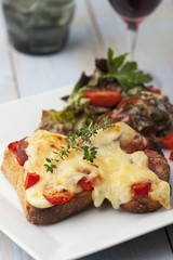 Gegrilltes Käse-Sandwich mit Salat