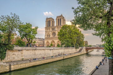 Fototapeta na wymiar Vista de la catedral de Notre Dame de Paris en Francia