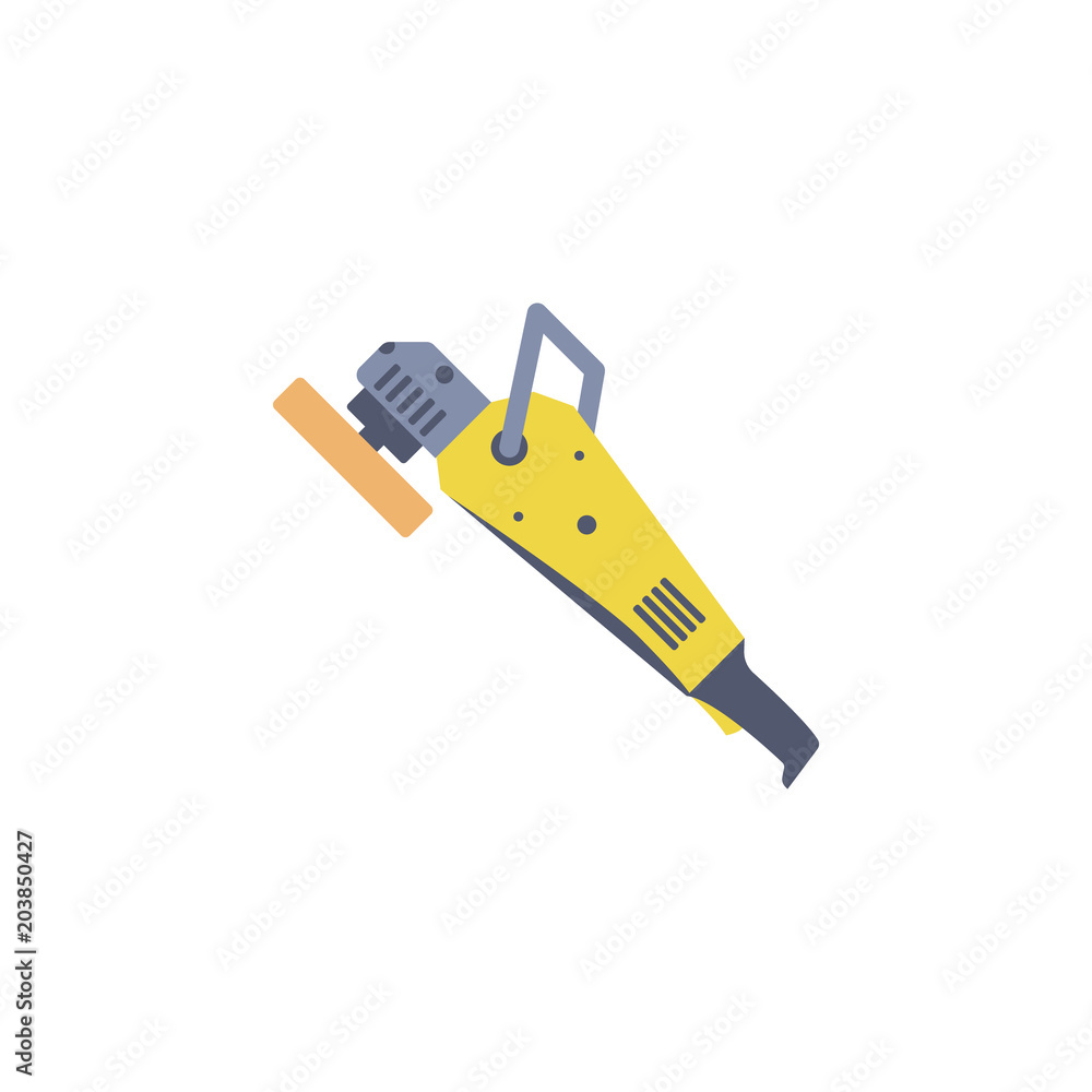Poster colored polishing machine illustration. element of construction tools for mobile concept and web app