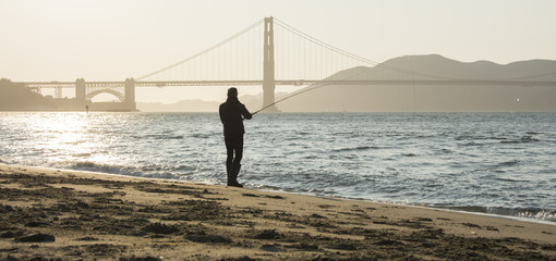 Beautiful sunset in front of the Golden Gate Bridge