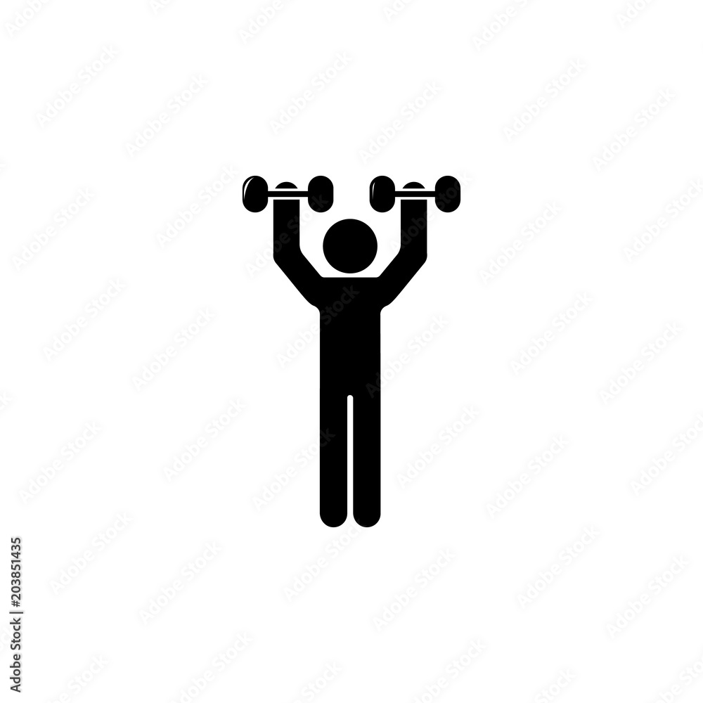 Aufkleber man with dumbbells illustration. element of sport for mobile concept and web apps. detailed man with