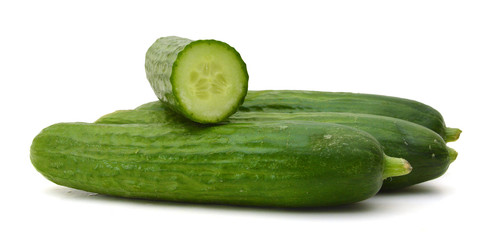 Ripe cucumber isolated on a white background.