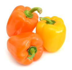fresh pepper vegetables isolated on white background
