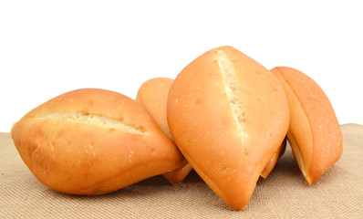 Bread on a burlap background