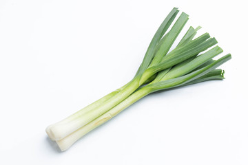 young-green garlic isolated on white