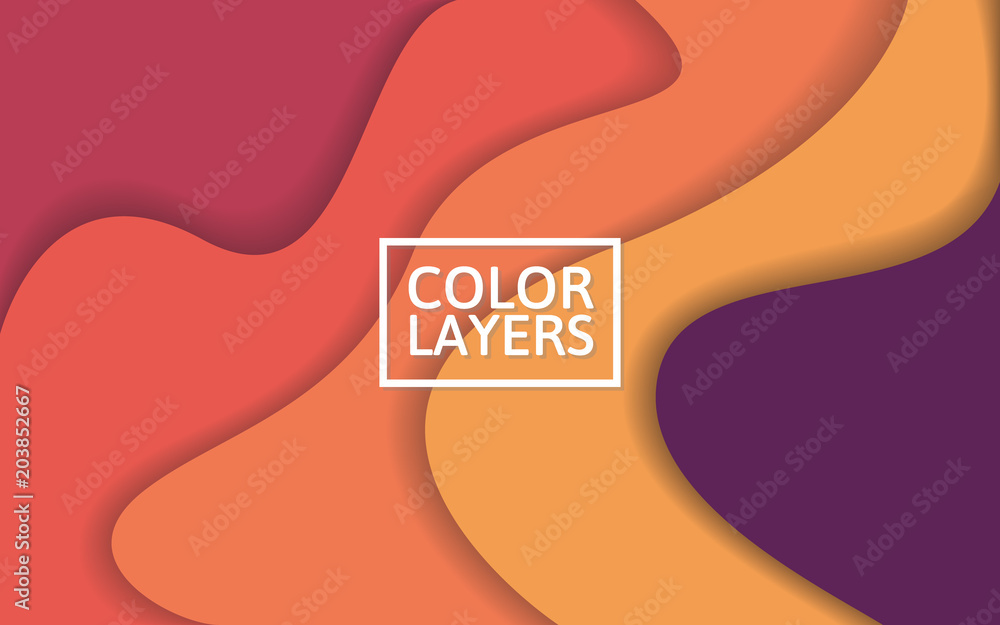 Poster colorful layers background. abstract waves with soft shadows. 3d backdrop for web or poster. modern 