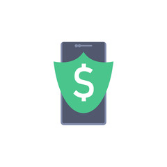 protection of money in a mobile bank colored icon. Element of bankings for mobile concept and web apps. Detailed protection of money in a mobile bank colored icon