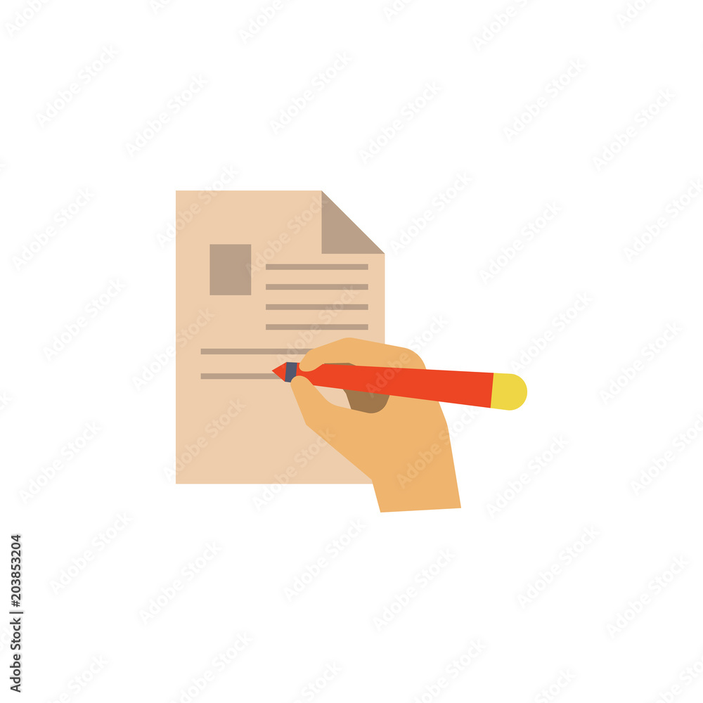 Poster hand signs a contract colored icon. element of bankings for mobile concept and web apps. detailed ha