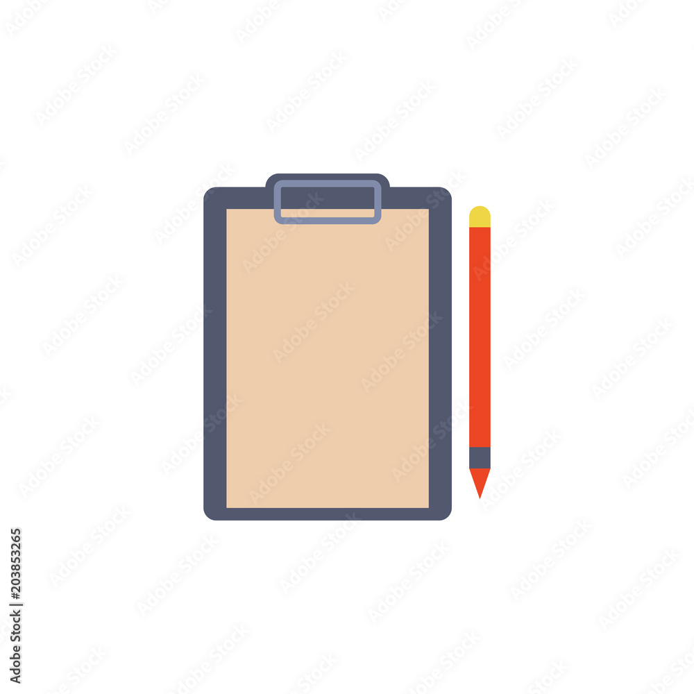 Poster paper folder with clip and pen colored icon. element of bankings for mobile concept and web apps. de