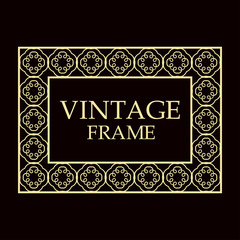 Vintage invitation border frame in art deco. Retro style frame and border. Art deco frame and label. Old retro vintage deco art design. 
