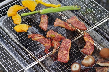 炭火のバーベキュー