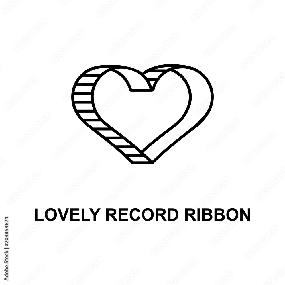 Poster lovely record ribbon icon. element of cinema for mobile concept and web apps. thin line lovely recor