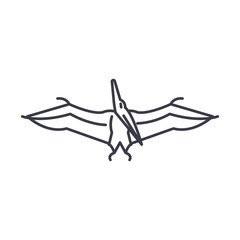 pteranodon vector line icon, sign, illustration on white background, editable strokes © iconsgraph