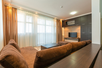 Brown living room interior