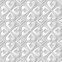 3D white paper art Curve Heart Cross Clover Leaf