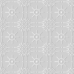 3D white paper art Check Cross Round Dot Line Flower