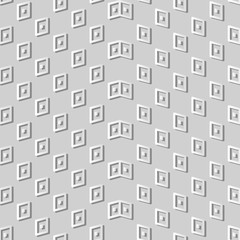 Fototapeta na wymiar 3D white paper art Geometry Check Dot Wave Frame