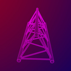 Truss girder element. Wireframe low poly mesh vector illustration.