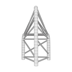 Truss girder element. Wireframe low poly mesh vector illustration.