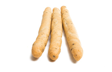 grissini with olives isolated