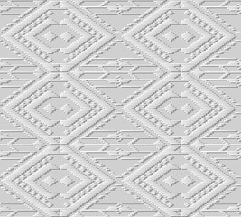 3D white paper art Triangle Check Cross Stitch Frame Line