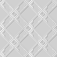 3D white paper art Square Check Cross Frame Geometry Line