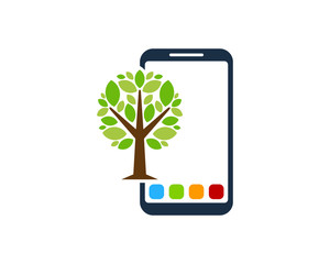 Tree Mobile Icon Logo Design Element