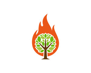 Tree Fire Icon Logo Design Element