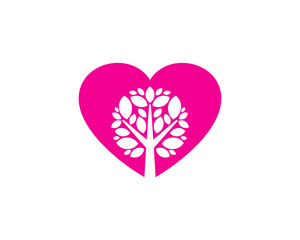 Tree Love Icon Logo Design Element