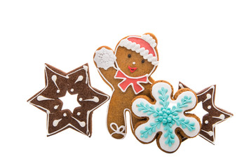 christmas ginger cookies isolated