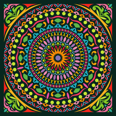 Colorful Mandala Art Beautiful Sacred Creative Circle Geometric Pop Art Frame Traditional Geometric Symmetry Ornament Background