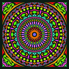 Colorful Mandala Art Beautiful Sacred Creative Circle Geometric Pop Art Frame Traditional Geometric Symmetry Ornament Background