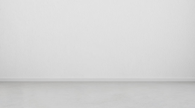 3D rendering of white room interior space and concrete floor,Concept of minimal architecture design.
