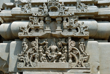 Fototapeta na wymiar Vestiges du Temple Harshat Mata, détails des pierres sculptées, Abhaneri, Rajasthan, Inde