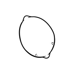 Cartoon Lemon Black Line White Background