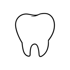 Cartoon Tooth Black Line White Background