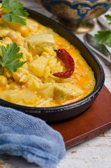 Traditional spicy soup with rice