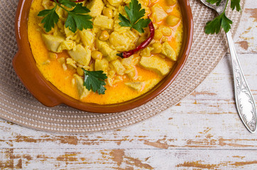 Traditional spicy soup with rice