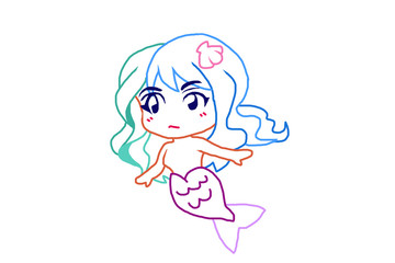 人魚の線画