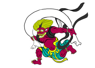 版権切れ有名絵画の模写「風神」色違い