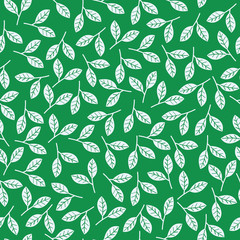 Go green leaves pattern. A playful, modern, and flexible pattern for brand who has cute and fun style. Repeated pattern. Happy, bright, and magical mood.