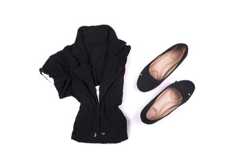 Still life photo of women black and white clothes or outfit