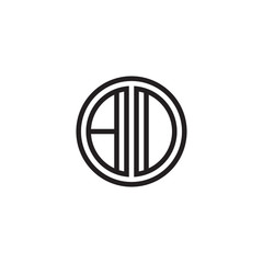 Initial letter BD, BO, minimalist line art monogram circle shape logo, black color