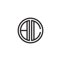 Initial letter BC, minimalist line art monogram circle shape logo, black color
