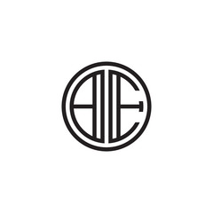 Initial letter BE, minimalist line art monogram circle shape logo, black color