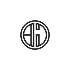 Initial letter BJ, minimalist line art monogram circle shape logo, black color