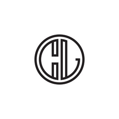 Initial letter CL, minimalist line art monogram circle shape logo, black color