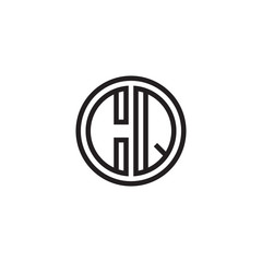 Initial letter CQ, minimalist line art monogram circle shape logo, black color