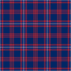 Obraz premium Patriotic Tartan of White , Blue, Red Seamless Patterns